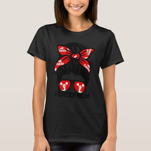 Camiseta Cheer Mother Mama Red Megaphone Cheerleading Mom M (Anverso)