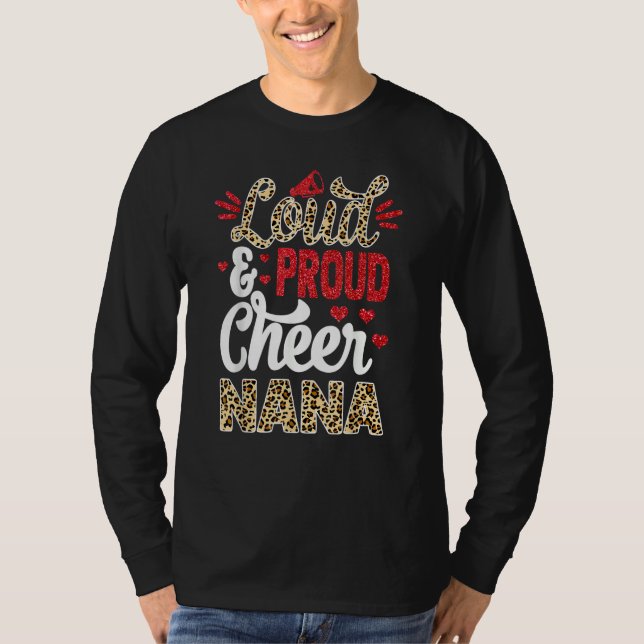 Camiseta Cheer Nana Biggest Fan Leopard Print And Pom Pom (Anverso)