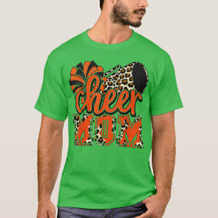 Camiseta Cheer Poms y Megaphone, Naranja Leopard de la Madr