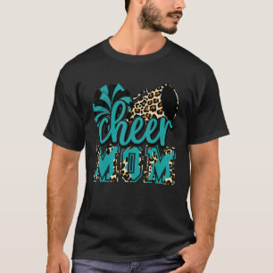 Camiseta Cheer Poms y Megaphone, un leopardo Verde azulado