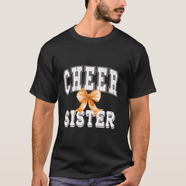 Camiseta Cheer SISTER Coquette Naranja Bow CheerLeader (Anverso)