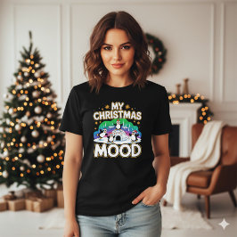 Camiseta Cheerful Black Festive Penguin Igloo Christmas