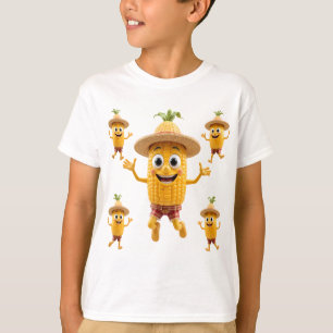 Camiseta Cheerful Corn Characters Celebrating Life