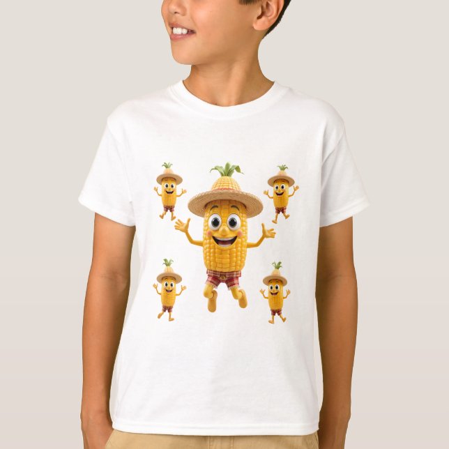 Camiseta  Cheerful Corn Characters Celebrating Life (Anverso)