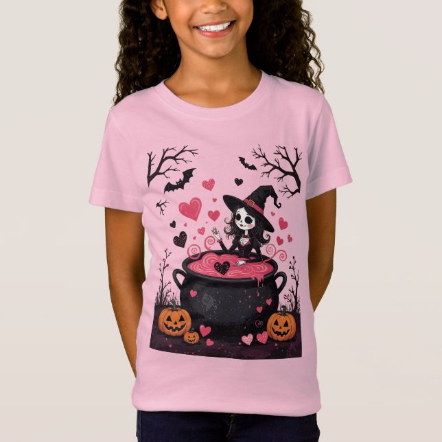 Camiseta Cheerful Little Witch And A Bubbling Cauldron (Anverso)