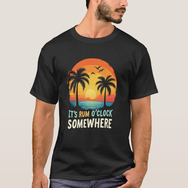 Camiseta Cheerful Rum Itu2019s Rum O Clock Somewhere (Anverso)