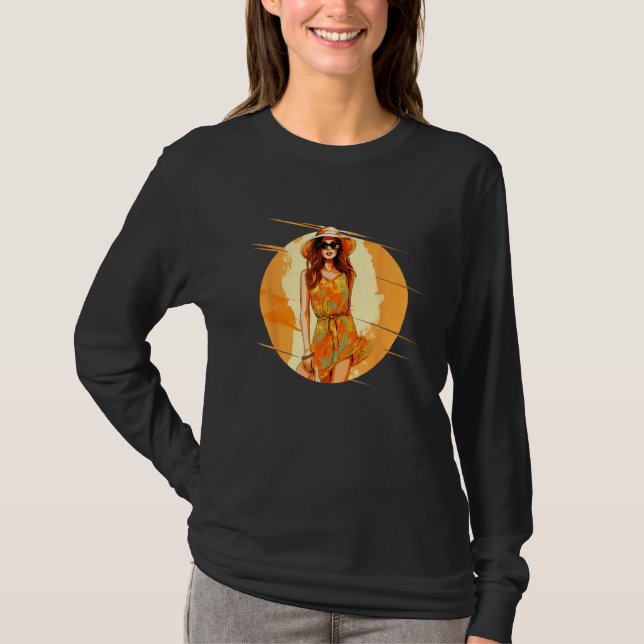 Camiseta Cheerful summery Lady with modern sunny Clothes (Anverso)