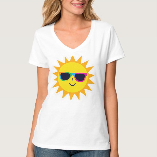 Camiseta Cheerful Sunglass Sun – Fun Summer Vibes T-Shirt (Anverso)