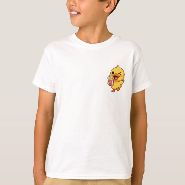Camiseta Cheerful Winking Duckling Holding Popcorn Bucket (Anverso)