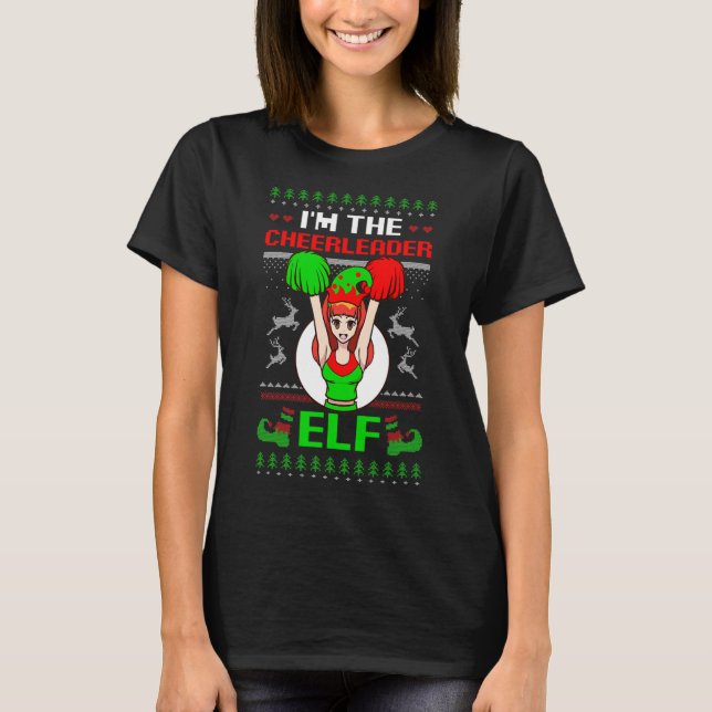 Camiseta Cheerleader Elf Design Christmas Cheerleading  (Anverso)