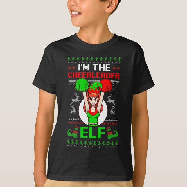 Camiseta Cheerleader Elf Design Christmas Cheerleading  (Anverso)