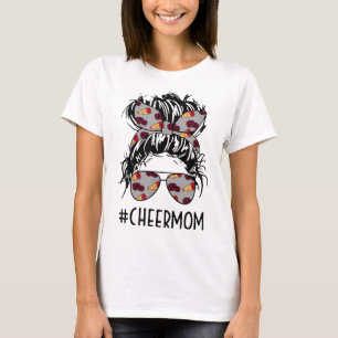Camiseta Cheermom Cheer Mom CheerLeader Mom Messy Bun Mothe