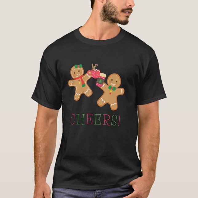 Camiseta Cheers Gingerbread Man and Woman Hot Chocolate Cof (Anverso)