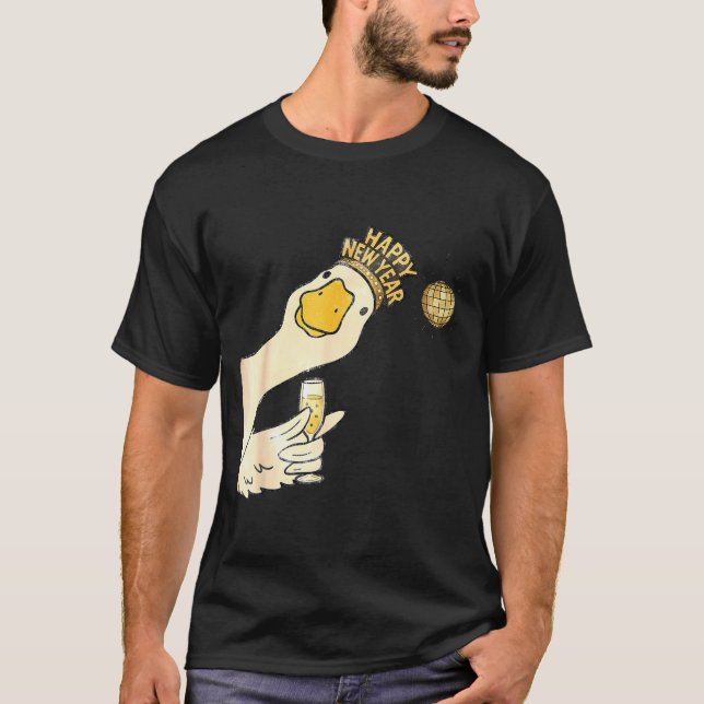 Camiseta Cheers Happy New Year 2026 Goose With Champagne Di (Anverso)
