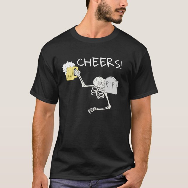 Camiseta Cheers Skeleton St Patricks Day Octoberfest Beer D (Anverso)