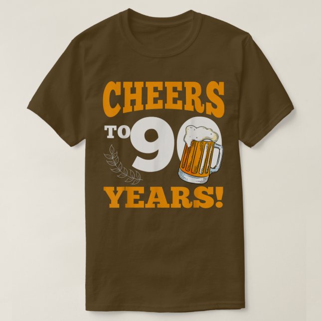 Camiseta Cheers To 90 Year Drinking Beer Funny Birthday Par (Diseño del anverso)
