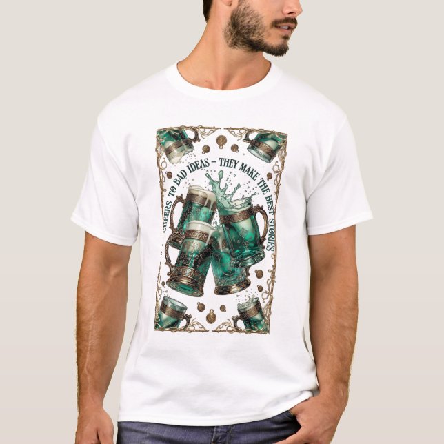 Camiseta Cheers to Bad Ideas Tankards Graphic Tee (Anverso)