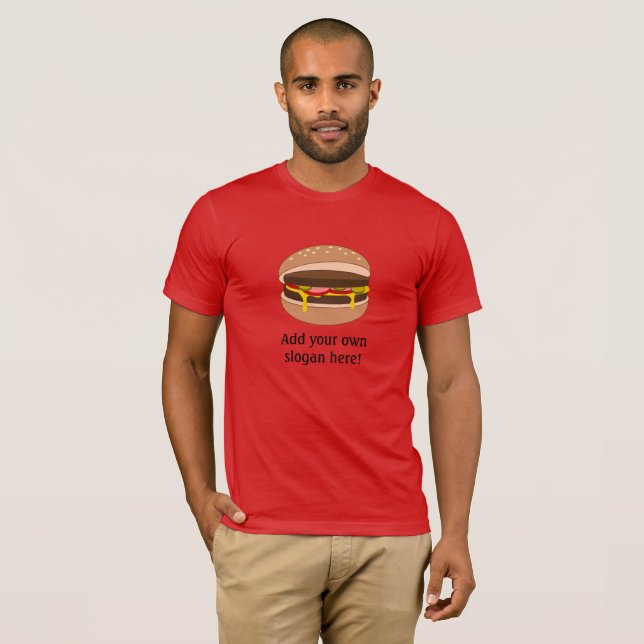 Camiseta Cheeseburger en un bollo: Lema de Personalizable (Anverso completo)