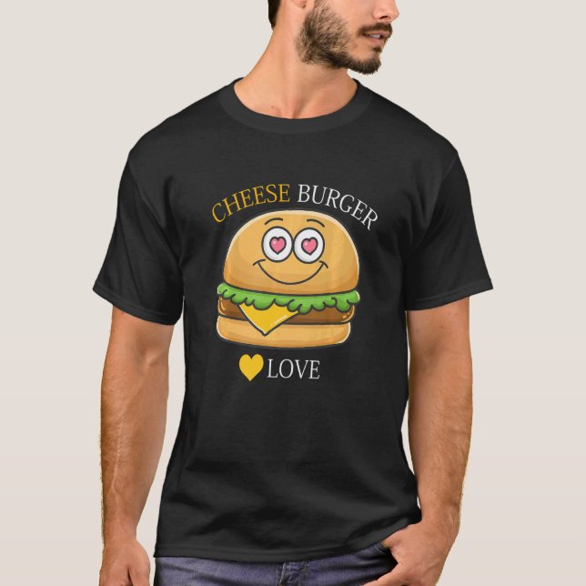 Camiseta Cheeseburger Fry Francés y Hamburger Food Heart (Anverso)