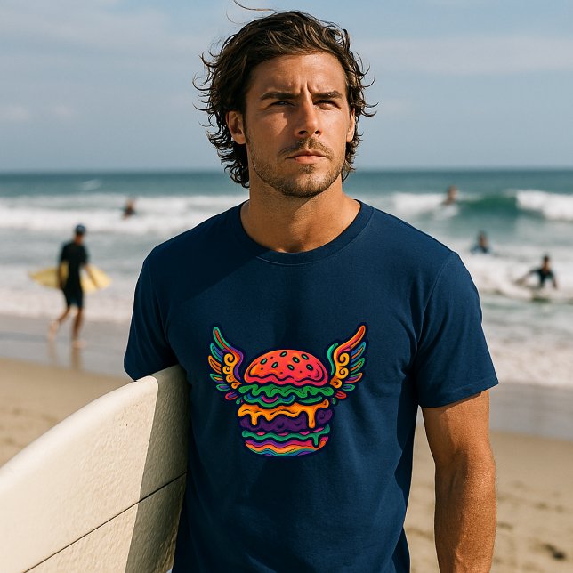 Camiseta Cheeseburger Psicodélico Retro Con Alas (Subido por el creador)