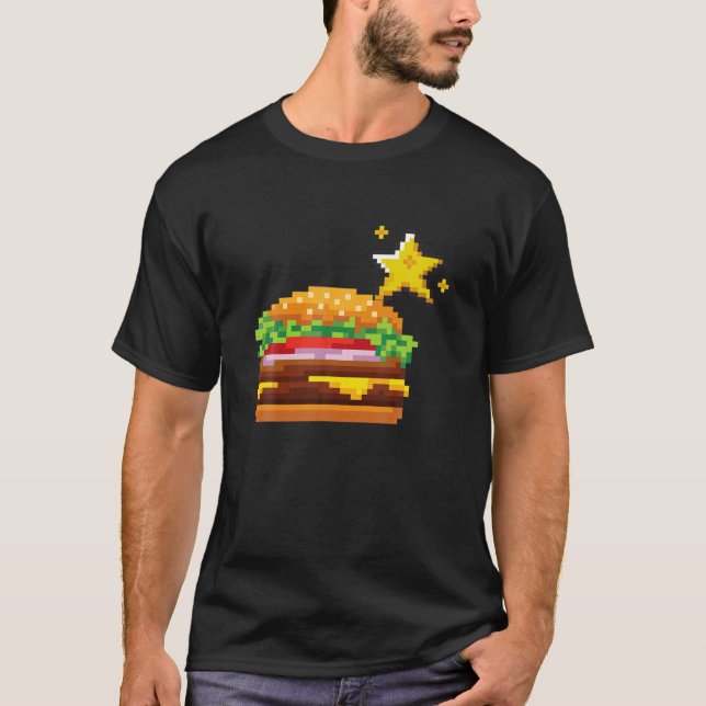 Camiseta Cheeseburger Videogame Funny Gamers Pixelate de 8  (Anverso)
