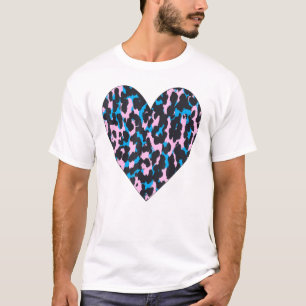 Camiseta Cheetah Heart Leopard Print Magic Love Symbol Blac