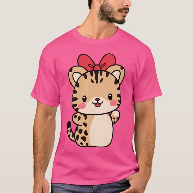 Camiseta Cheetah Kawaii Ribbon : Viaje del Día del Zoológic (Anverso)
