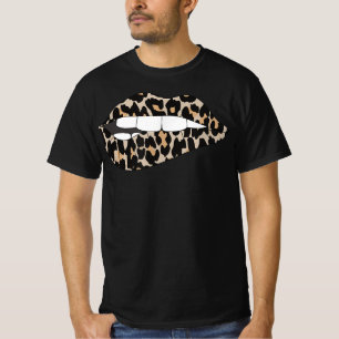 Camiseta Cheetah Leopard Animal Print Lip Bite T-Shirt