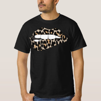 Camiseta Cheetah Leopard Animal Print Lip Bite T-Shirt