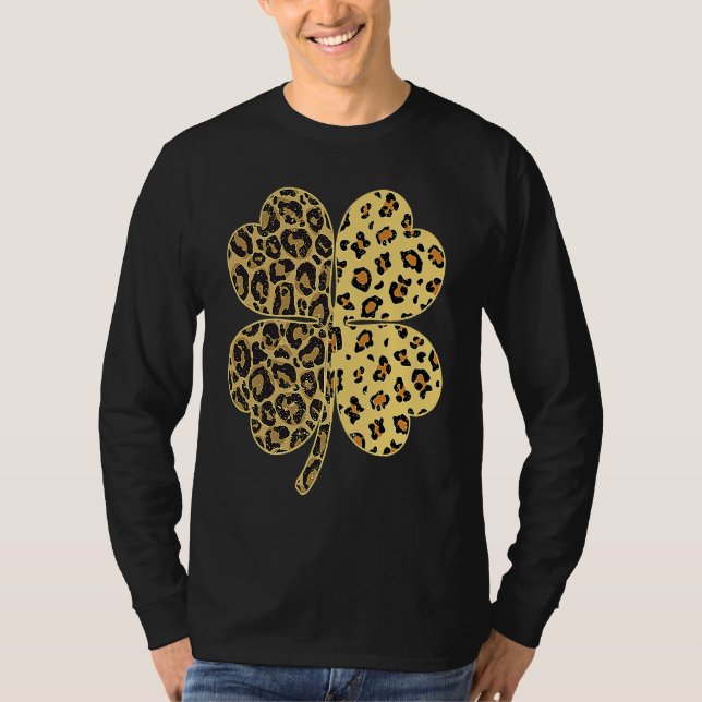Camiseta Cheetah Leopard Print Shamrock St Patricks Day Luc (Anverso)