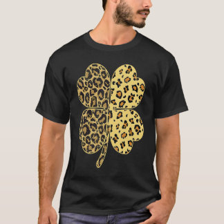 Camiseta Cheetah Leopard Print Shamrock St Patricks Day Luc
