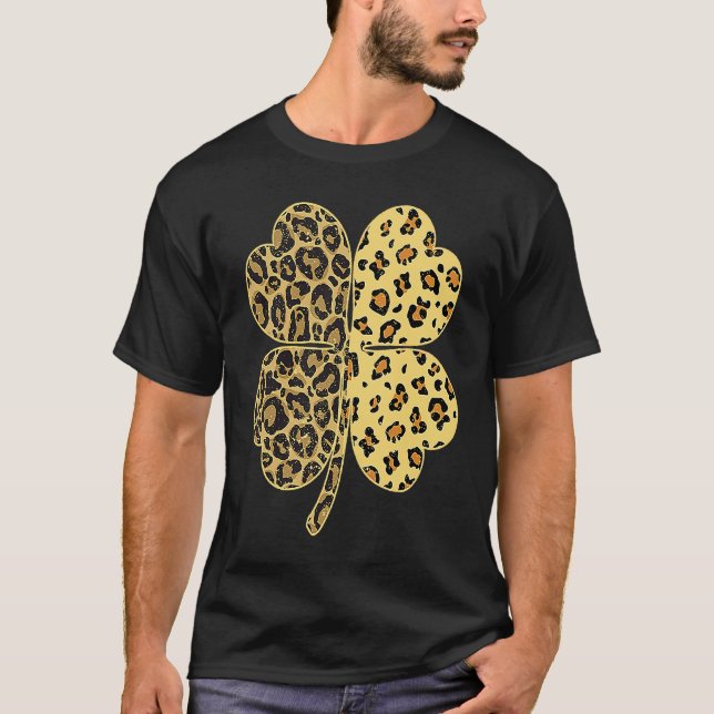 Camiseta Cheetah Leopard Print Shamrock St Patricks Day Luc (Anverso)