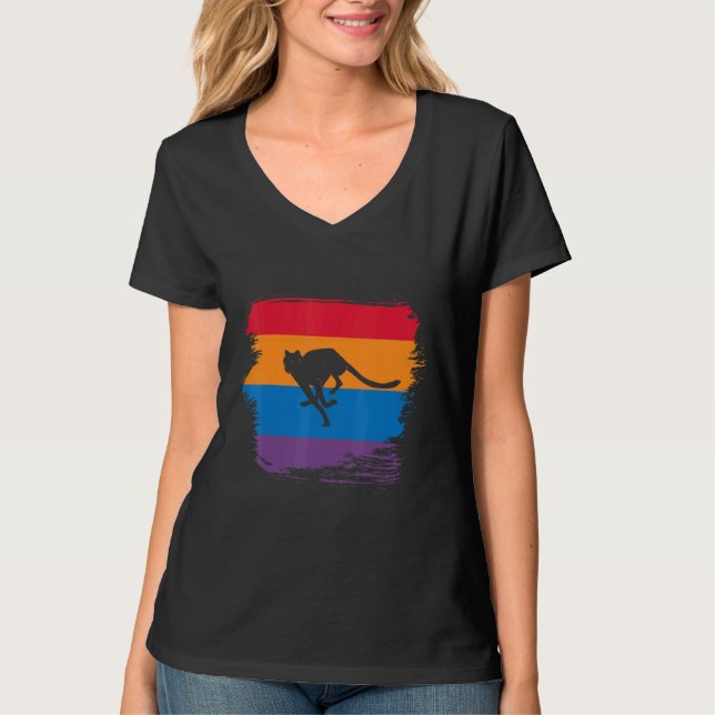 Camiseta Cheetah Shadow Silhouette With Colorful Flag (Anverso)