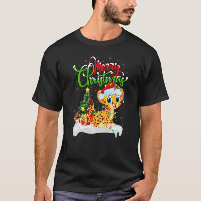 Camiseta Cheetah  Xmas Decorations Santa Cheetah Christmas (Anverso)