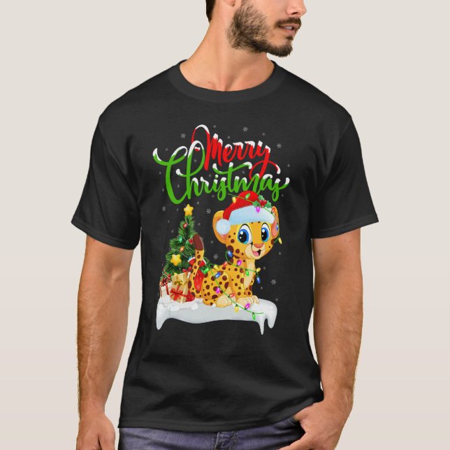 Camiseta Cheetah   Xmas Decorations Santa Cheetah Christmas (Anverso)