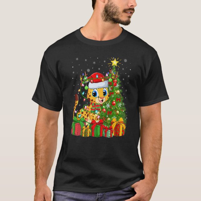 Camiseta Cheetah  Xmas Holiday Santa Cheetah Christmas Tree (Anverso)