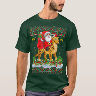 Camiseta Cheetah Xmas Pajamas Ugly Santa Riding Chr