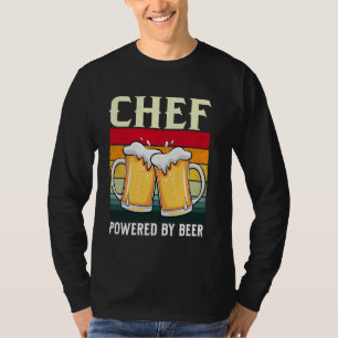 Camiseta Chef Alimentado Por Beer Funny Cocina De Cocina De