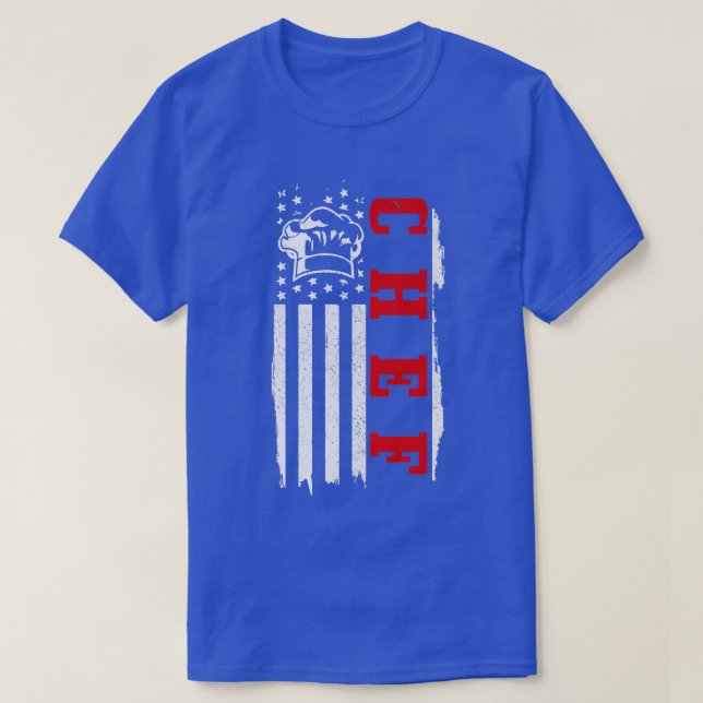 Camiseta Chef American Flag Patriotic Cook Cooking BBQ Gril (Diseño del anverso)