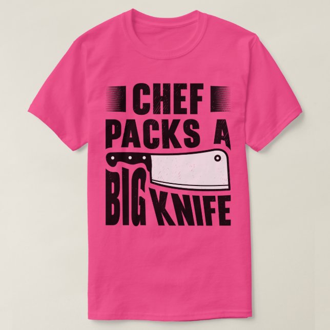 Camiseta Chef Big Knife Slicing Cooking Comidas (Diseño del anverso)