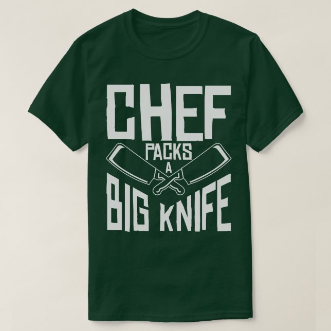 Camiseta Chef Big Knife Slicing Cooking Comidas (Diseño del anverso)