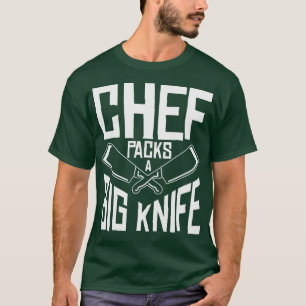 Camiseta Chef Big Knife Slicing Cooking Comidas