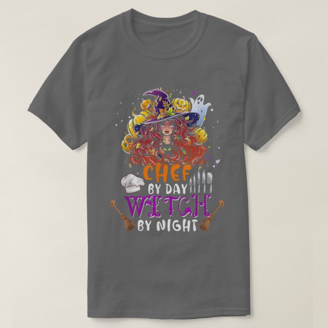 Camiseta Chef By Day Witch By Night Funny Witch Scary Pumpk (Diseño del anverso)