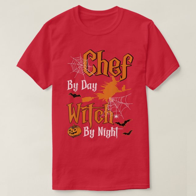 Camiseta Chef By Day Witch By Night Halloween Png (Diseño del anverso)