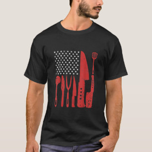 Camiseta Chef - Chef Knife Bandera Estadounidense Patriótic