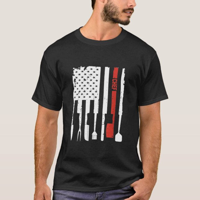 Camiseta Chef - Chef Knife Cocinero 4 De Julio Americano (Anverso)