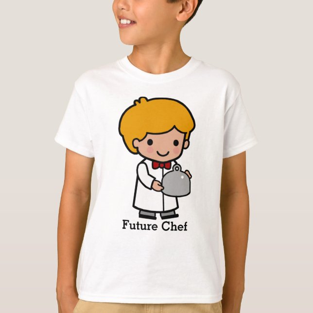 Camiseta Chef con corbatas y bandeja de servicio (Anverso)