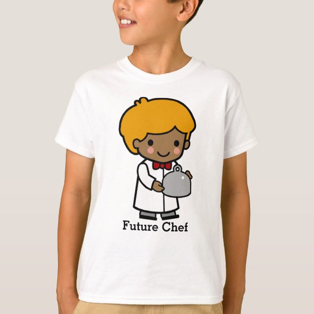 Camiseta Chef con corbatas y bandeja de servicio (Anverso)