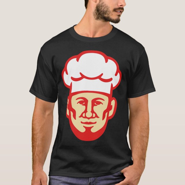 Camiseta Chef Cook Beard Toque Gorra tema de cumpleaños che (Anverso)