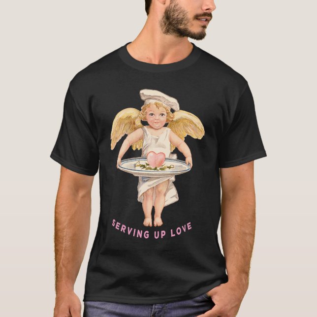 Camiseta Chef Cook Valentine SERVING UP LOVE Cupid Arrow Ch (Anverso)
